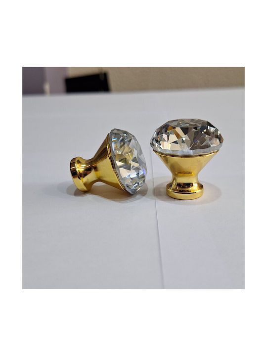 ACM Knob Furniture made of Zamak & Metallic & Crystal in Gold Color 11850 1pcs