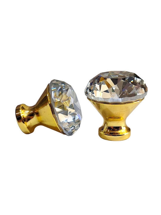 ACM Knob Furniture made of Zamak & Metallic & Crystal in Gold Color 11850 1pcs