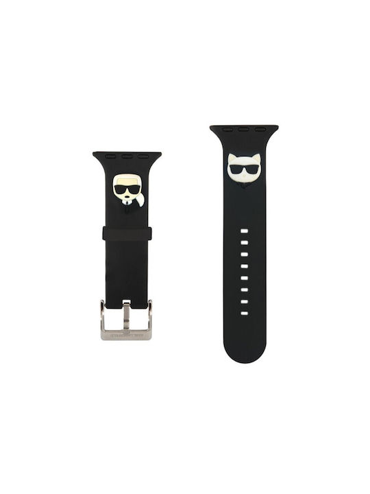 Karl Lagerfeld Karl & Choupette Heads Λουράκι Σιλικόνης Μαύρο (Apple Watch 38/40/41mm)