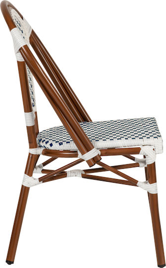 Scaun de exterior Rattan Mutarazi White/blue 50x57x85cm