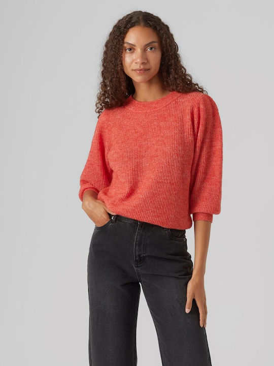 Vero Moda Damen Pullover mit 3/4-Ärmeln Cayenne Melange