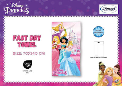 Бързосъхнещо плажно кърпче Disney Home Princess 30 70x140 розово 100% микрофибър