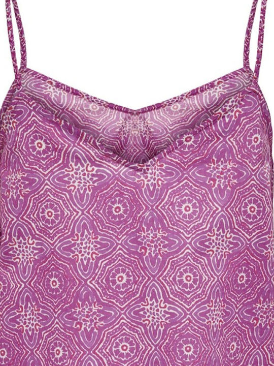 Only Damen Bluse Baumwolle Ärmellos Fuchsia