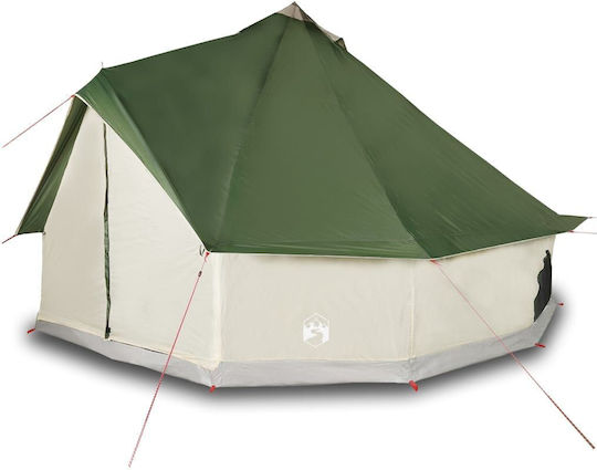 vidaXL Σκηνή Camping Teepee Πράσινη για 12 Άτομα 600x600x350εκ.