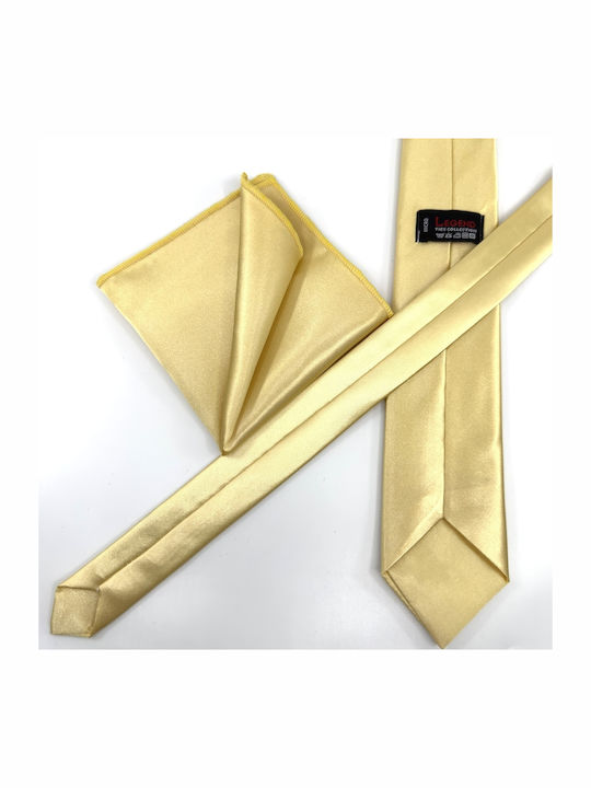 Legend Accessories Σετ Ανδρικής Γραβάτας Μονόχρωμη σε Κίτρινο Χρώμα