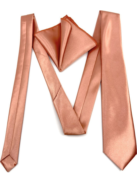 Legend Accessories Σετ Ανδρικής Γραβάτας Μονόχρωμη σε Πορτοκαλί Χρώμα