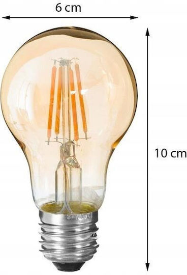 Λάμπα LED 2W 108mm για Ντουί E27 και Σχήμα A60 Πορτοκαλί
