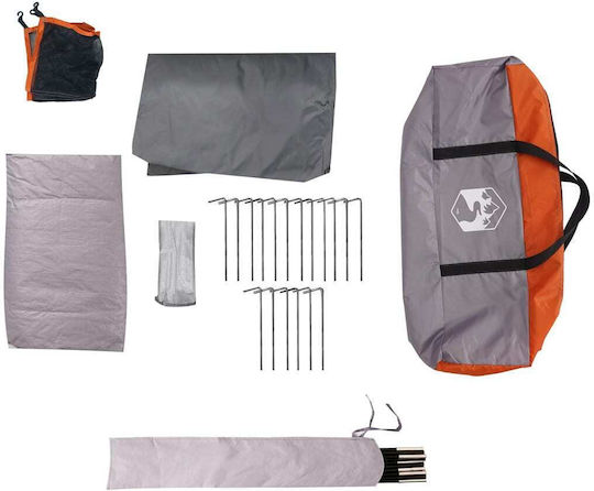 vidaXL Camping Tent Tunnel Orange 3 Seasons for 9 People 488x274x190cm