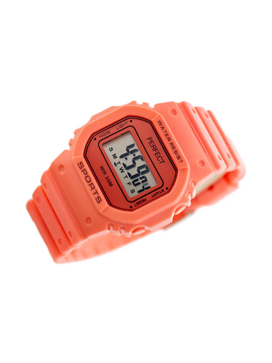 Perfect Kids Digital Watch with Rubber/Plastic Strap Pink