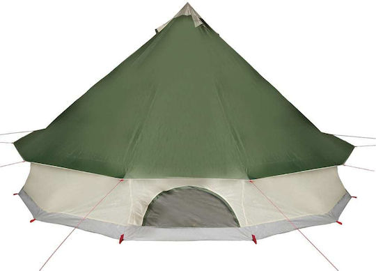 vidaXL Camping Tent Teepee Green 4 Seasons for 10 People 500x500x300cm