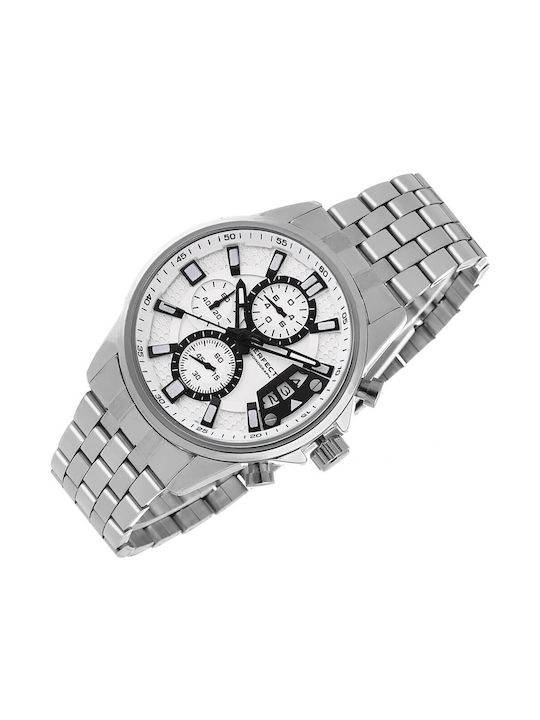 Perfect Watch Chronograph Battery with Silver Metal Bracelet