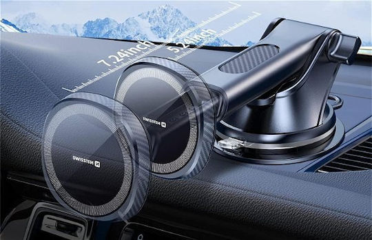 Swissten Auto Handyhalterung mit Magnet und Kabelloses Laden Schwarz
