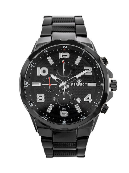 Perfect Uhr Chronograph Batterie mit Schwarz Metallarmband