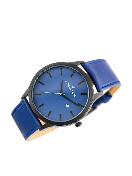 Jordan Kerr Men's Watch 35mm Battery with Blue Leather Strap