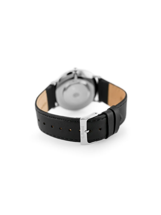 G.Rossi Watch Battery with Black Leather Strap