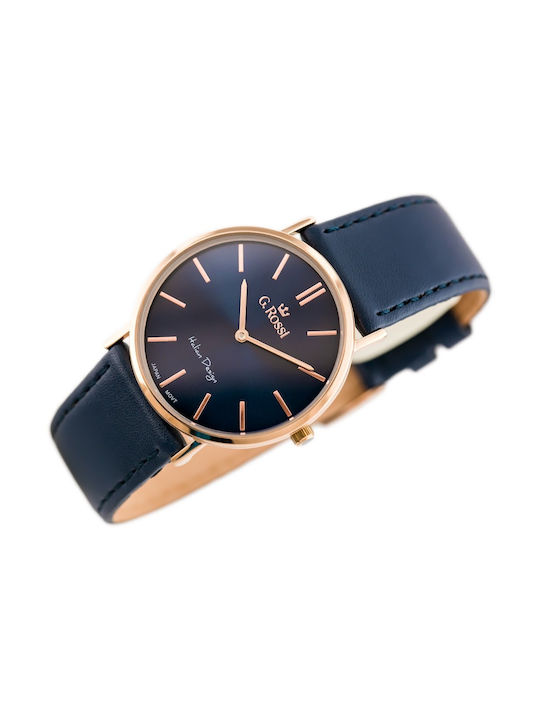 G.Rossi Watch Battery with Blue Leather Strap