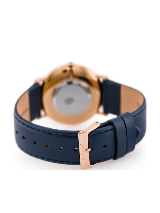 G.Rossi Мъжки часовник 36mm на батерия с Аналогов механизъм Механизъм на батерия със синя кожена каишка