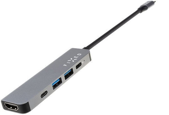 Fixed 5V1 USB-C Докинг станция с HDMI 4K PD Сив