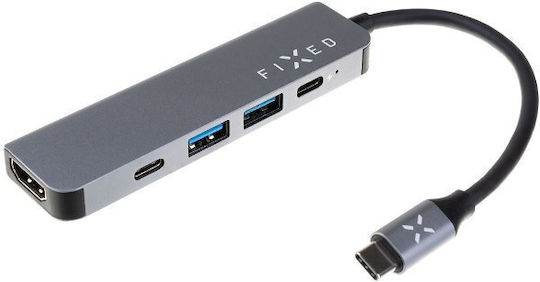 Fixed 5V1 USB-C Докинг станция с HDMI 4K PD Сив