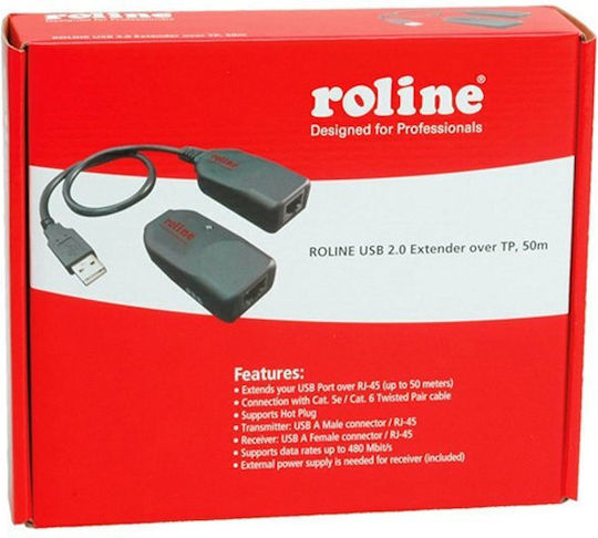 Roline USB 2.0 удължител чрез TP