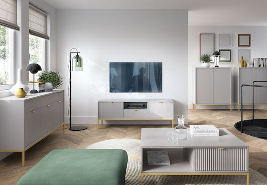 Έπιπλο Τηλεόρασης Nova Γκρι + Χρυσό Μ154xΠ39xΥ56cm P_Nova_TV_SZAR-g