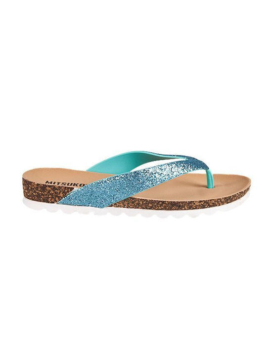 Mitsuko Frauen Flip Flops in Türkis Farbe