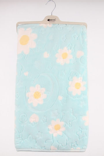 Recos Blanket Nursery Swaddling Blankets Velvet Light Blue Light Blue 95x110cm