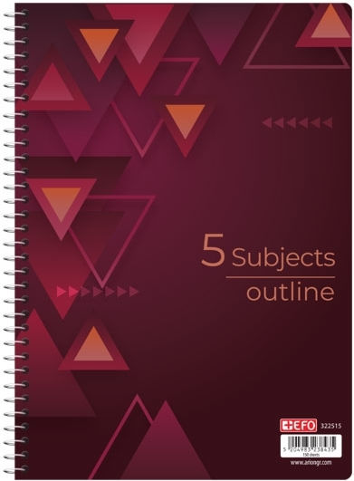 +Efo Spiral Notebook Homework A4 150 Sheets 5 Subjects Outline 1pcs (Μiscellaneous Designs/Colors)