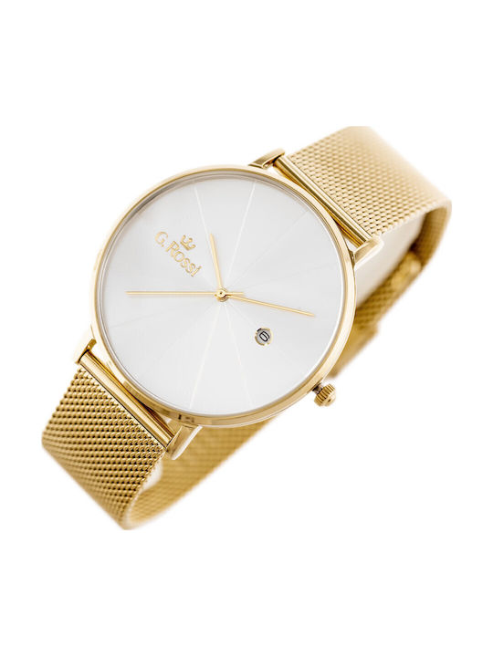 G.Rossi Damen Uhr mit Gold Metallarmband