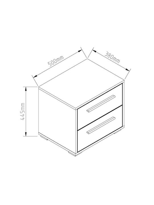 Κομοδίνο Pixie Ξύλινο Μπεζ 50x38.3x44.6cm