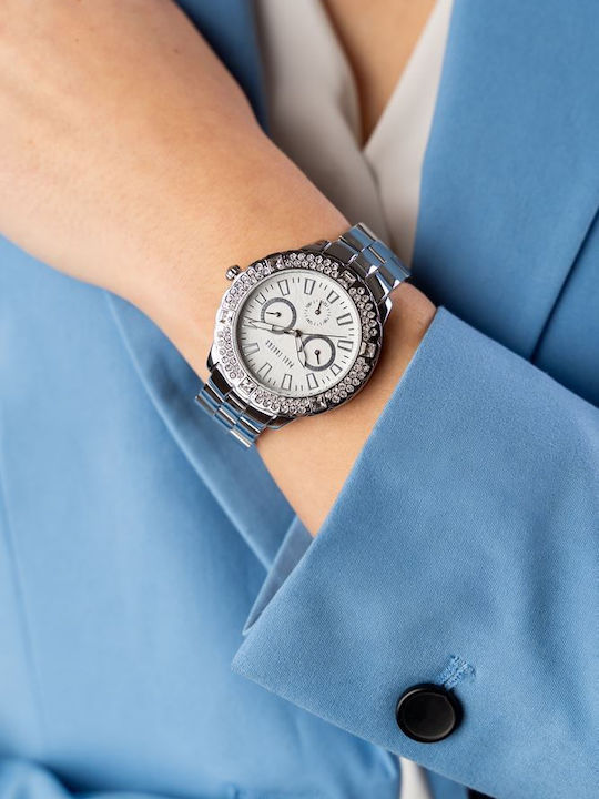 Paul Lorens Women's Watch Chronograph with Silver Metal Bracelet