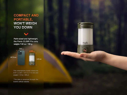 Dulotec CL26R Pro Laterne Led Wiederaufladbar für Camping Wasserdicht mit Taschenlampe & Powerbank 500lm Grüne