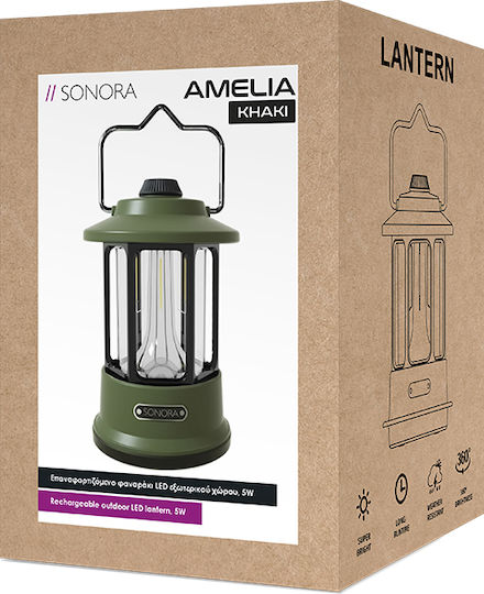 Sonora Amelia Lantern Led Rechargeable for Camping with Flashlight & Powerbank 170lm 5W Khaki