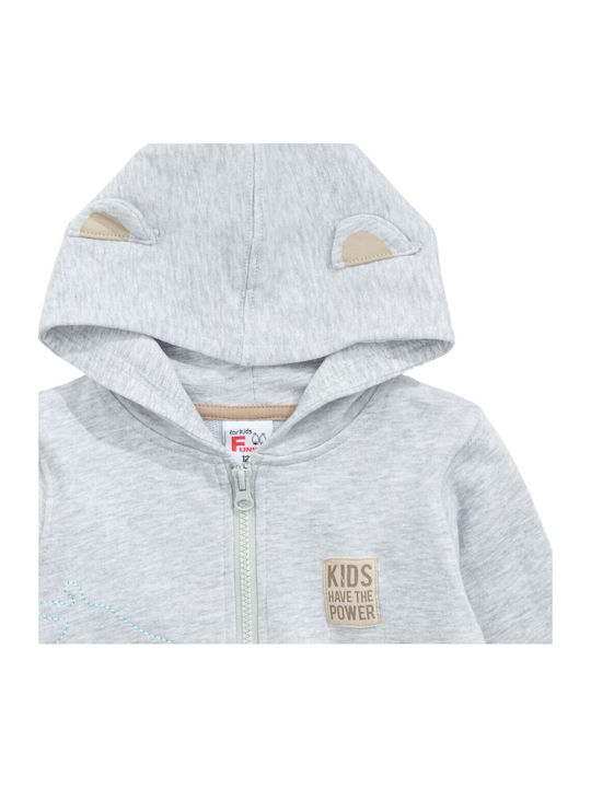 Funky Kids Sweatshirt Cardigan Fleece with Hood Light Grey