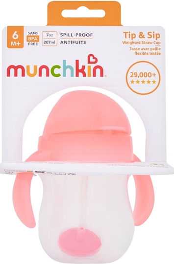 Munchkin Baby Cup with Handles and Straw made of Plastic Pink 207ml