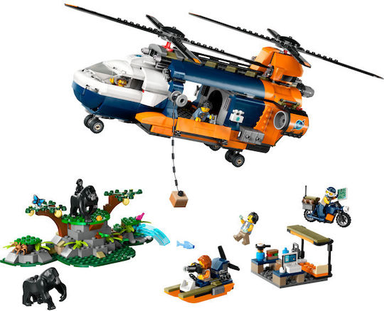 LEGO City Jungle Explorer Helicopter at Base Camp for 8+ Years 881 Pieces