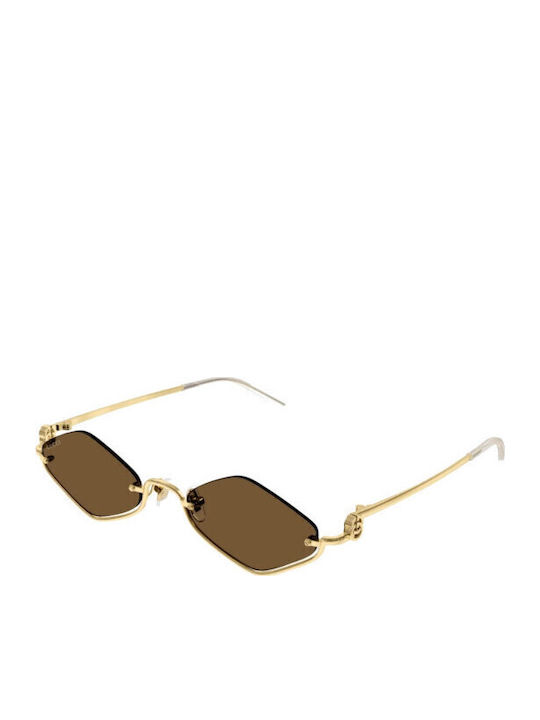 Gucci Unisex Ochelari de soare cu Auriu Cadru și Maro Lentilă GG1604S 002