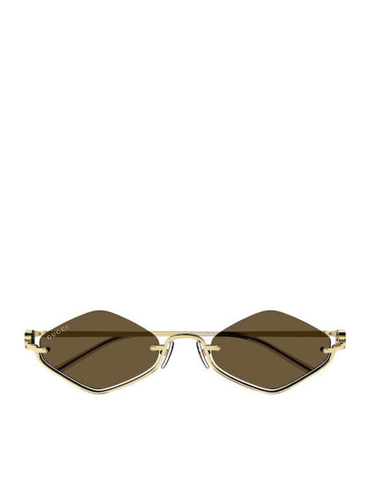 Gucci Unisex Ochelari de soare cu Auriu Cadru și Maro Lentilă GG1604S 002