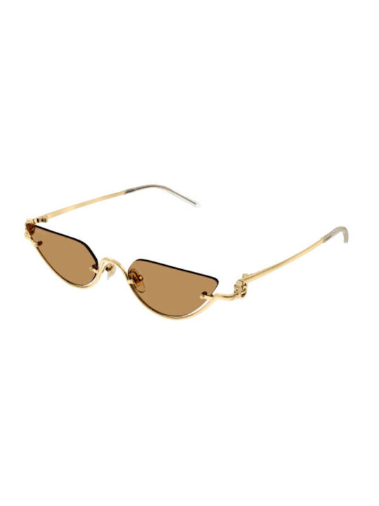 Gucci Women's Sunglasses with Gold Metal Frame and Brown Lens GG1603S 002