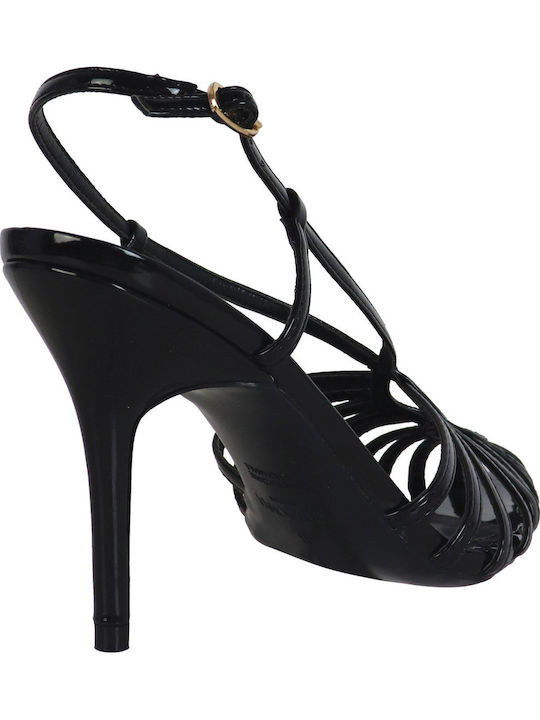 Pumps mit Riemchen & hoher Absatz Schwarz