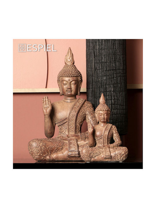 Sitting Buddha Figure S Polyresin Beige 19cm