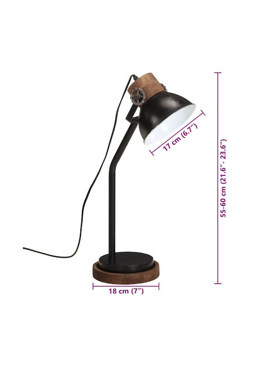 vidaXL Office Lamp for Socket E27 in Black Color