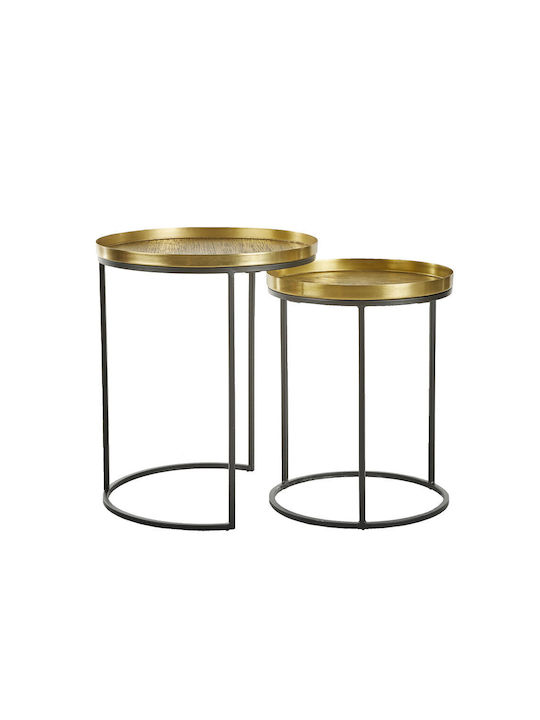 Totale Round Metal Zigon Tables Brass Antique / Μαύρο L49xW49xH56cm