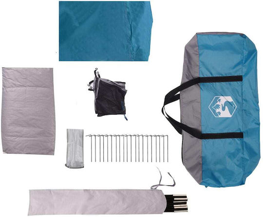 vidaXL Палатка За Къмпинг Синя За 4 Човека 245x215x190см