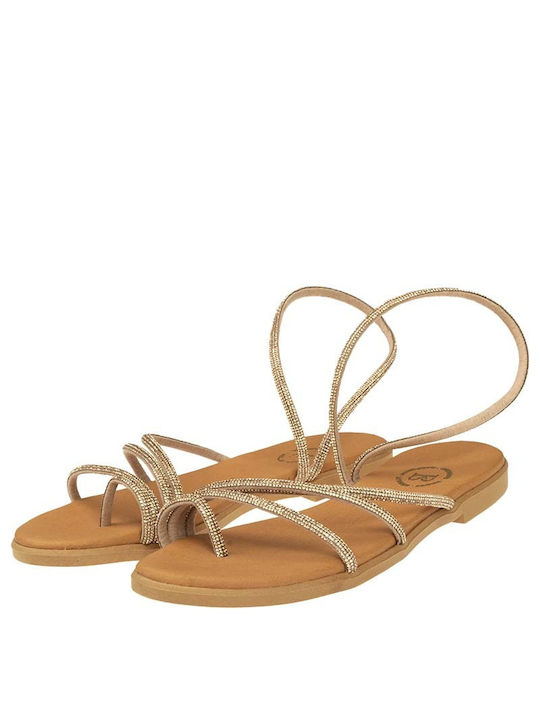 Baroque Damen Flache Sandalen in Gold Farbe