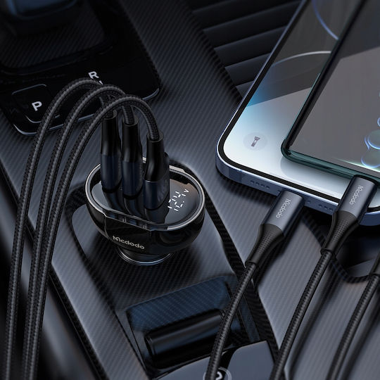 Mcdodo Încărcător Auto Cu Mufă De Brichetă 128W Cu Porturi 3xUSB-A Culoare Neagră