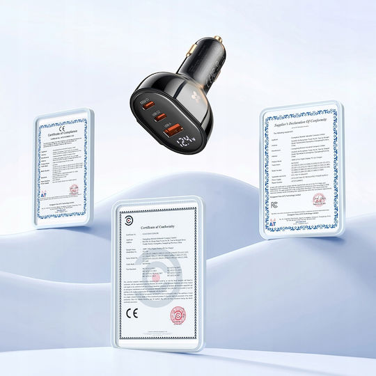 Mcdodo Încărcător Auto Cu Mufă De Brichetă 128W Cu Porturi 3xUSB-A Culoare Neagră