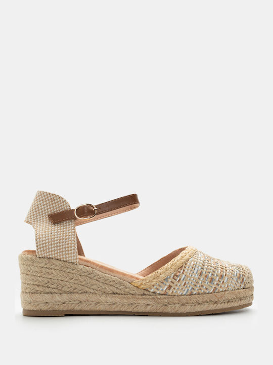 Luigi Women's Synthetic Leather Platform Espadrilles Beige