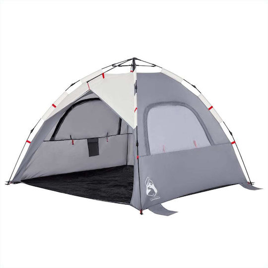vidaXL Καλοκαιρινή Σκηνή Camping Igloo Γκρι για 3 Άτομα 370x180x116εκ.