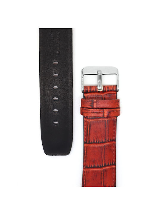 Tzevelion Κροκό Leather Strap Brown 22mm